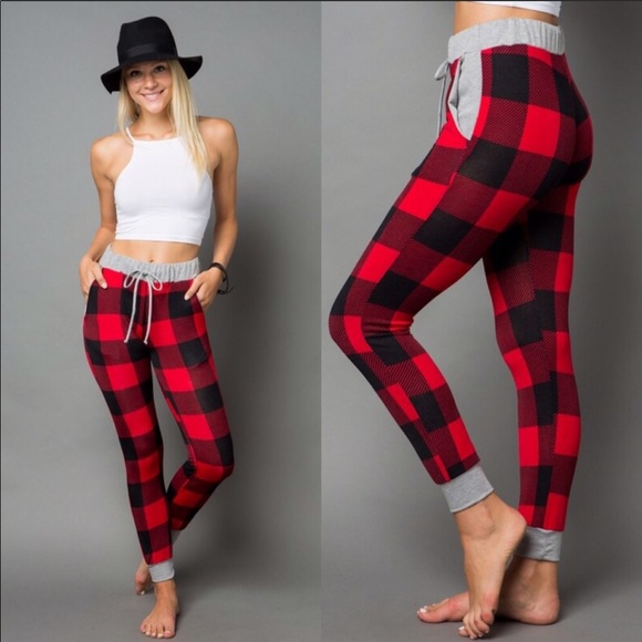 Last Check plaid joggers pants Red - Picture 3 of 6